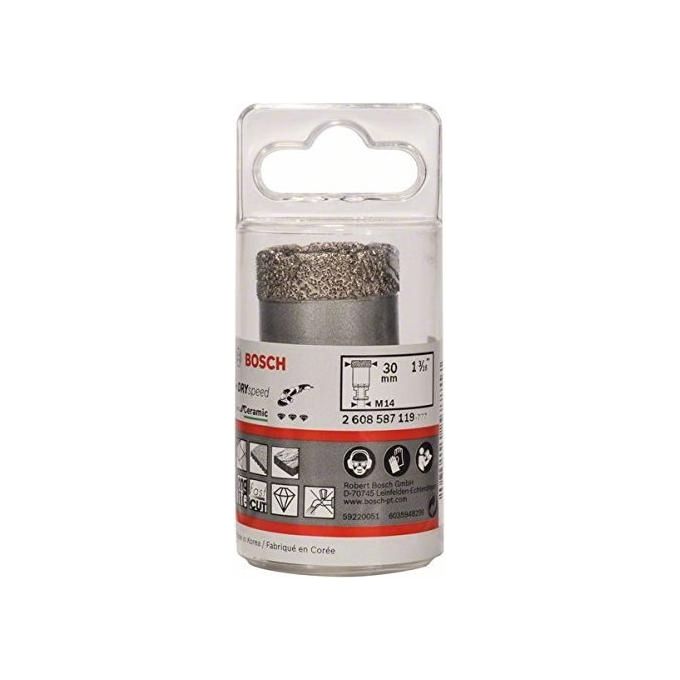 Bosch 2608587119 Dry Speed Fresa Diamantata per Foratura a Secco di Ceramica Dura Diametro 30 mm Lunghezza di Lavoro 35 mm Attacco M14 colore Nero