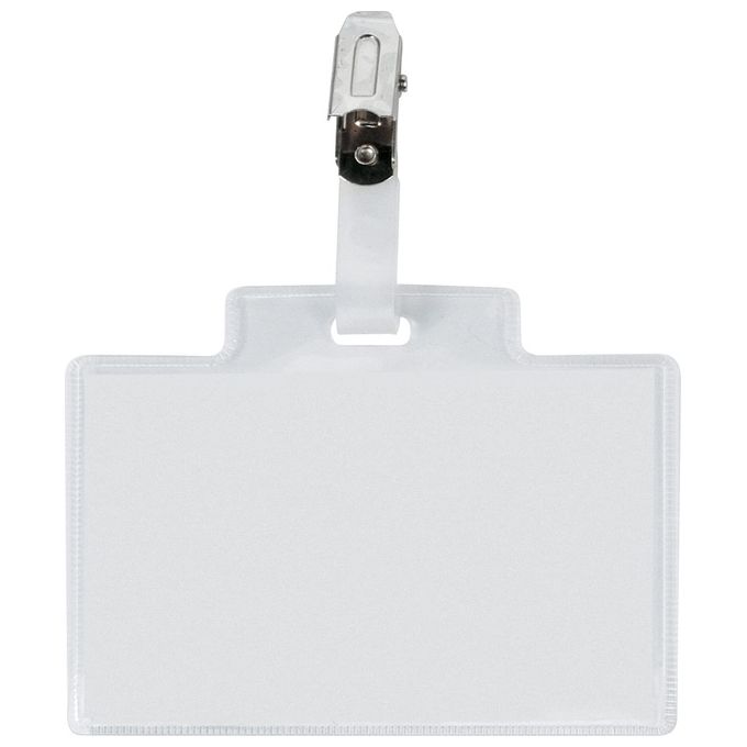 SEI Rota 318007 Supporto per badge in PVC trasparente con clip a pinza Formato 9 5x6 cm 100 pz colore Bianco