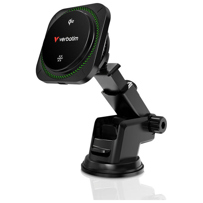 Verbatim 31860 Charge 'n' Drive Qi2 Caricatore Wireless Magnetico 15W RGB Carica Rapida colore Nero