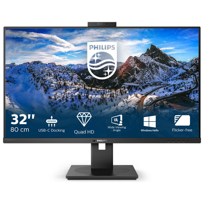 PHILIPS 326P1H-00 P Line Monitor LED IPS QHD 2560 x 1440 75 Hz USB-C Docking Webcam Altoparlanti Integrati Regolazione Altezza Pivot colore Nero