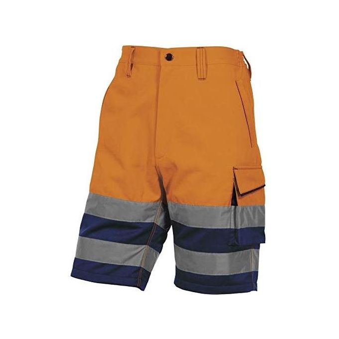 Deltaplus PHBE2OMGT Panostyle Bermuda da Lavoro Alta Visibilita' DPI Cat 2 5 Tasche Elastico in Vita colore Arancio Fluo