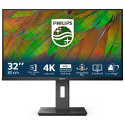 Philips 32B1N3800-00 Serie 3000 Monitor 32'' UHD 4K 3840x2160 60Hz Pannello VA Flicker Free LowBlue Mode Altoparlanti Integrati USB Hub Regolazione Altezza VESA 100x100 colore Nero