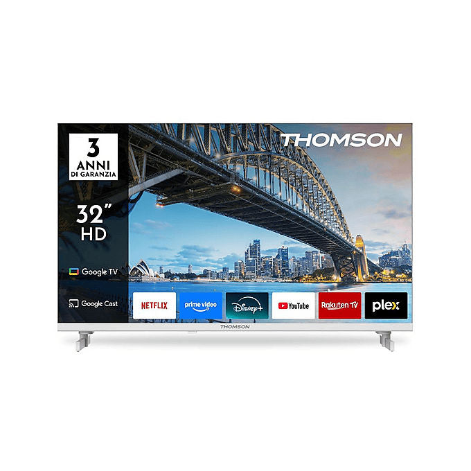 Thomson 32HG2S15W Smart TV LED 32'' HD Google TV DVB-T2 Wi-Fi Bluetooth 3 HDMI Classe E colore Bianco
