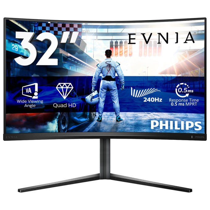 Philips 32M2C5500W-00 Evnia 5000 Monitor PC 32'' 2560 x 1440 Pixel 240 Hz HDR400 FreeSync Premium Pro colore Nero