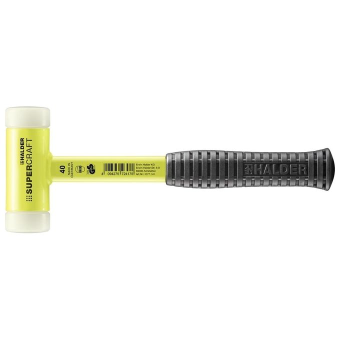 HALDER 3377.140 SUPERCRAFT Maza anti-rimbalzo con impugnatura ergonomica in acciaio tubolare D40 mm lunghezza 305 mm colore Giallo