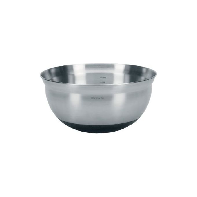Brabantia Mixing Bowl Ciotola Graduata con Base in Silicone Steel Matt Black 3 Litri