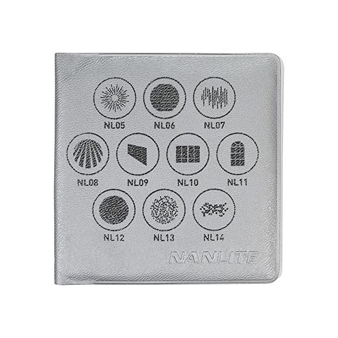 Nanlite 3812 Gobo-Set 1 Set di 10 Gobos in Metallo per Proiettori PJ-FMM-19 PJ-FMM-36 Forza 60 60B colore Argento