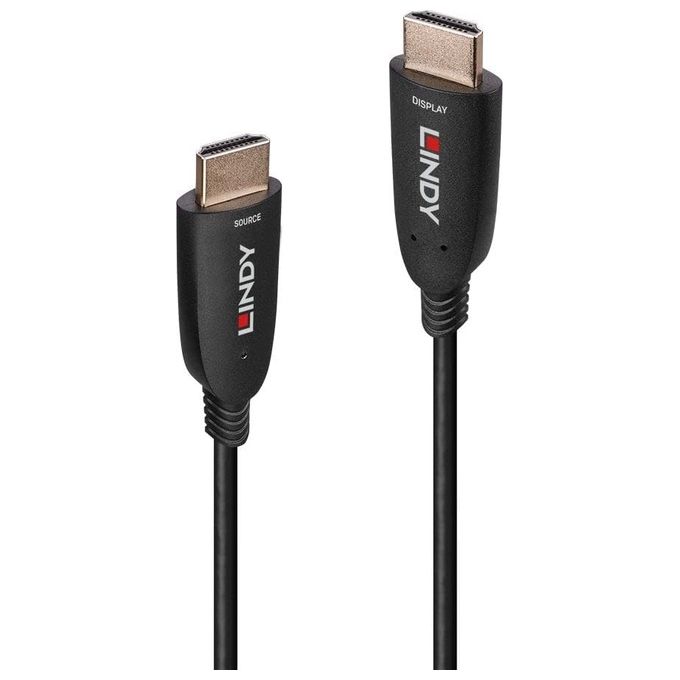 Lindy 38510 Cavo HDMI 8K60 ibrido in fibra ottica 10 m 48 Gbps HDMI 2.1 con eARC VRR ALLM QFT colore Nero