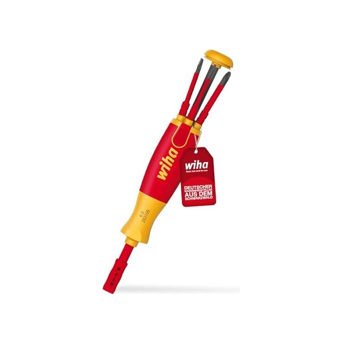 Wiha SB283109020 LiftUp electric Cacciavite con Magazzino Portapunte 6 slimBit SL e PH 75 mm colore Rosso Giallo