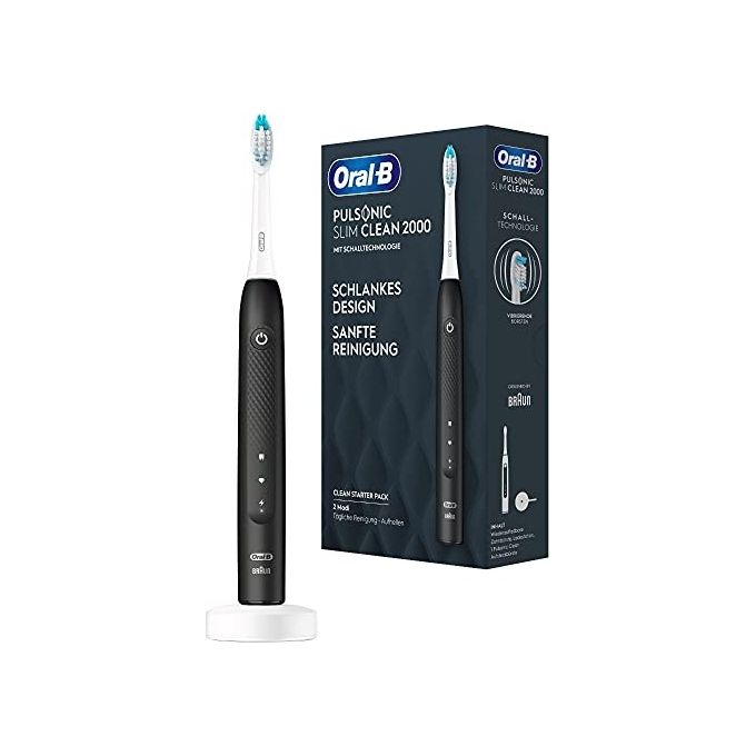 Oral-B 4210201396208 Pulsonic Slim Clean 2000 Spazzolino elettrico sonico 2 modalita' Timer integrato autonomia fino a 14 giorni colore Nero