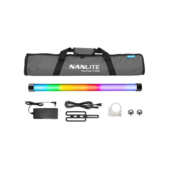 NANLITE 846512 PavoTube II 15XR Lampada Video LED Effetti Colorati RGB 360 Colori CRI ≥97 35 W Controllo Bluetooth App e DMX colore Nero