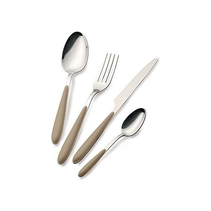 Abert MASTERT MASTER Servizio Posate 24 Pezzi in Acciaio Inox e ABS Lavabile in Lavastoviglie 6 Posti Tavola colore Tortora