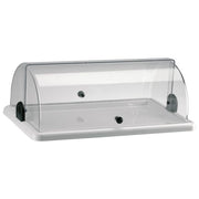 Abert V77125203P Portabrioches Rettangolare Singolo in Plastica con Coperchio Apribile 40x24 5x15 5 cm colore Bianco e Trasparente