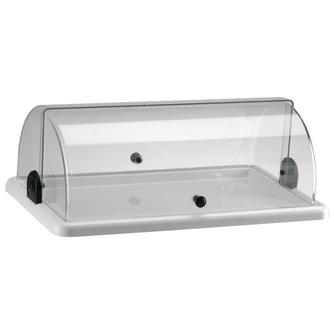 Abert V77125203P Portabrioches Rettangolare Singolo in Plastica con Coperchio Apribile 40x24 5x15 5 cm colore Bianco e Trasparente