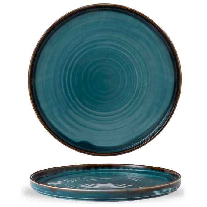 Dudson 137645 Harvest Blue Piatto Piano Impilabile in Porcellana Decorato a Mano 26 cm colore Blu