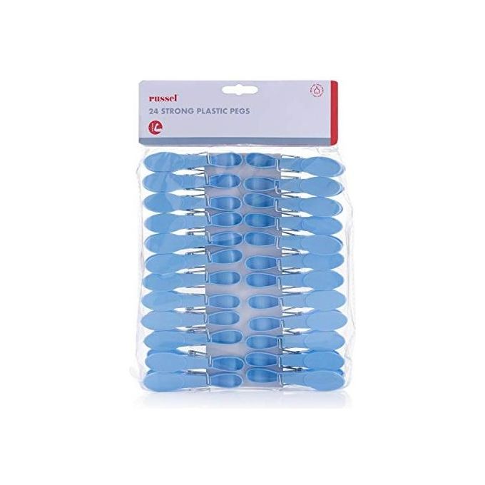Domopak Living 24 Mollette da Bucato Medie in Plastica per Stendibiancheria Alta Resistenza e Durabilita' per Uso Quotidiano