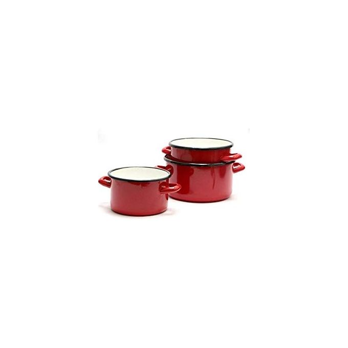 Kaufgut KAU150135 Casseruole Tris Smaltate 14 16 18 cm Induzione colore Rosso