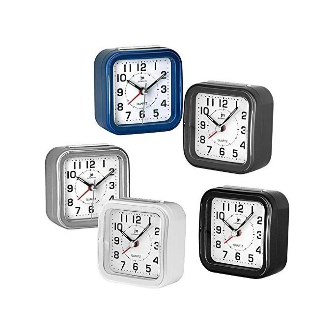 Lowell JA7039 Sveglia Analogica al Quarzo Quadrata Movimento Silenzioso Snooze Luce 7x7x3 cm colore Bianco