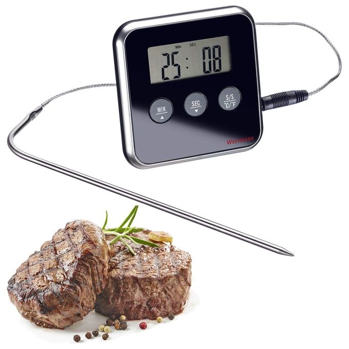 Westmark 1291 2280 Termometro per cibo Digitale con sensore singolo e timer 0 - 250 °C colore Nero Argento