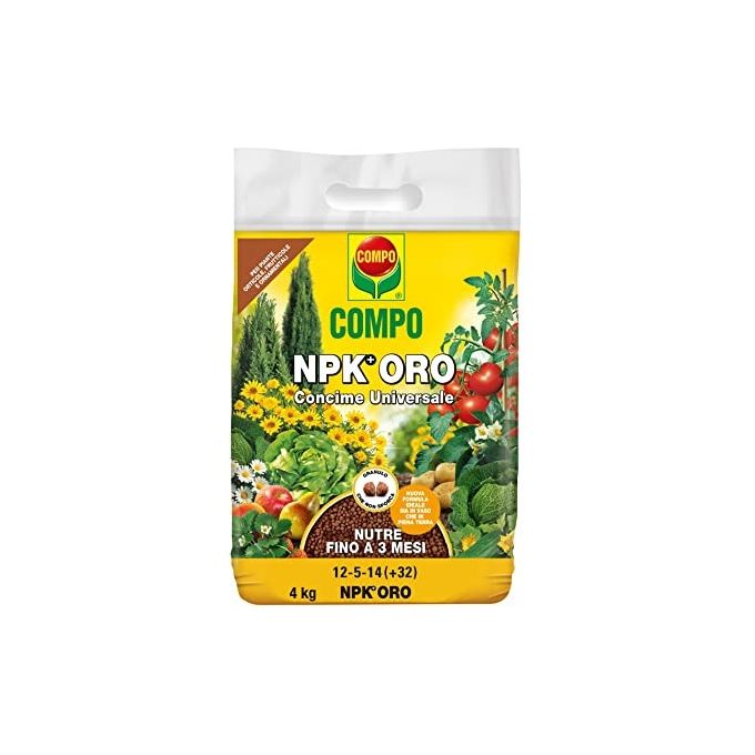 Compo 2462711005 NPK ORO Concime Granulare Universale 4 Kg azoto lenta cessione piante orticole frutticole ornamentali nutre fino a 3 mesi