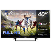 Smart Tech 40QG01V TV QLED 40'' Full HD Google TV DVB-T2 S2 Wi-Fi Bluetooth Chromecast 3xHDMI 2xUSB colore Nero