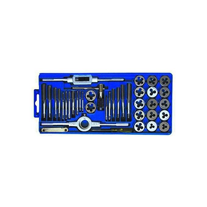 BLINKY 4170010 Assortimento Maschi e Filiere Passo MA-MB 40 Pezzi in Cassetta Plastica M3 M4 M5 M6 M7 M8 M10 M12 1-8'' NPT colore Nero