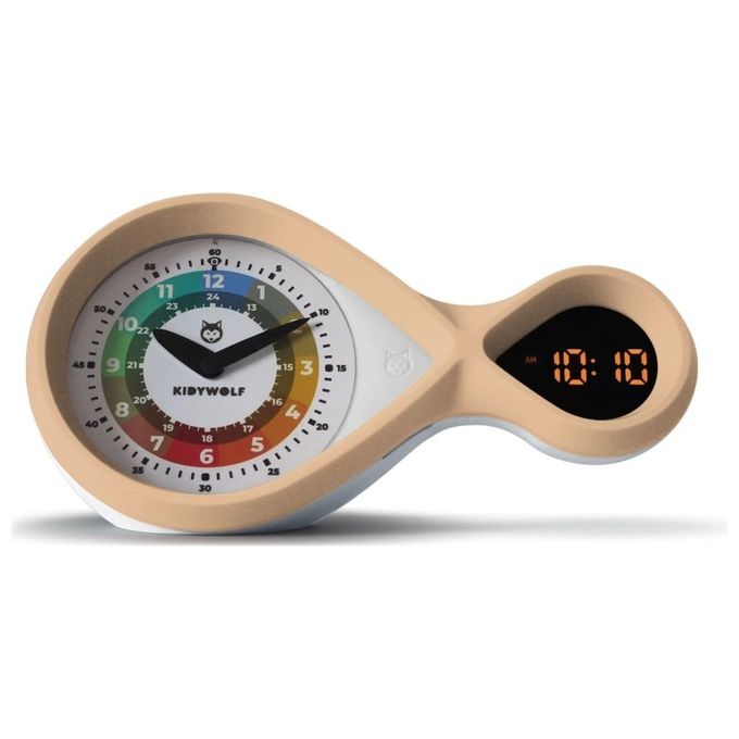 KIDYWOLF KIDYALARM Sveglia Evolutiva Analogica e Digitale con 3 Quadranti Intercambiabili Ricaricabile USB-C colore Bronzo
