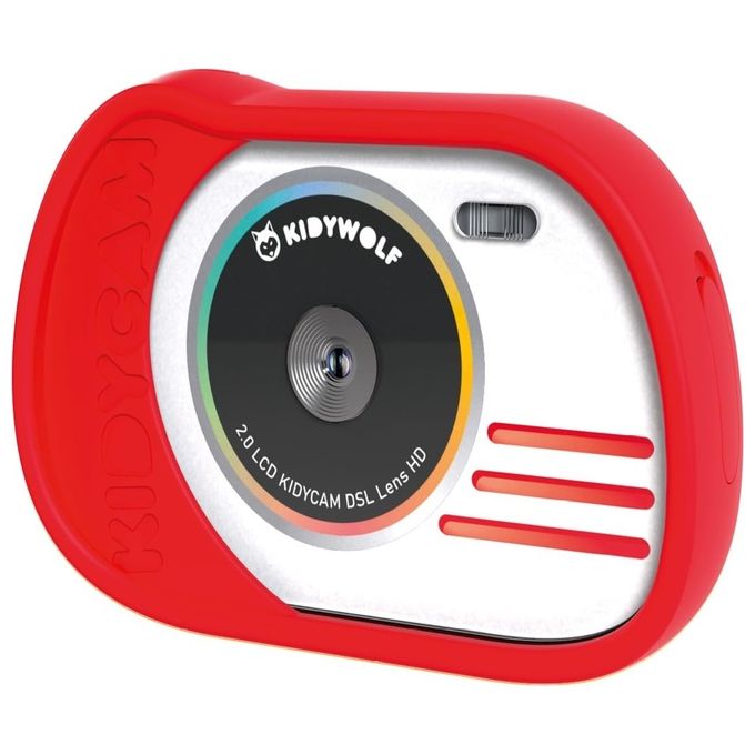 KIDYWOLF 418041 KIDYCAM Macchina fotografica digitale per bambini 8 MP 1080p 16 GB schermo 2'' impermeabile fino a 1 metro batteria ricaricabile USB-C colore Rosso