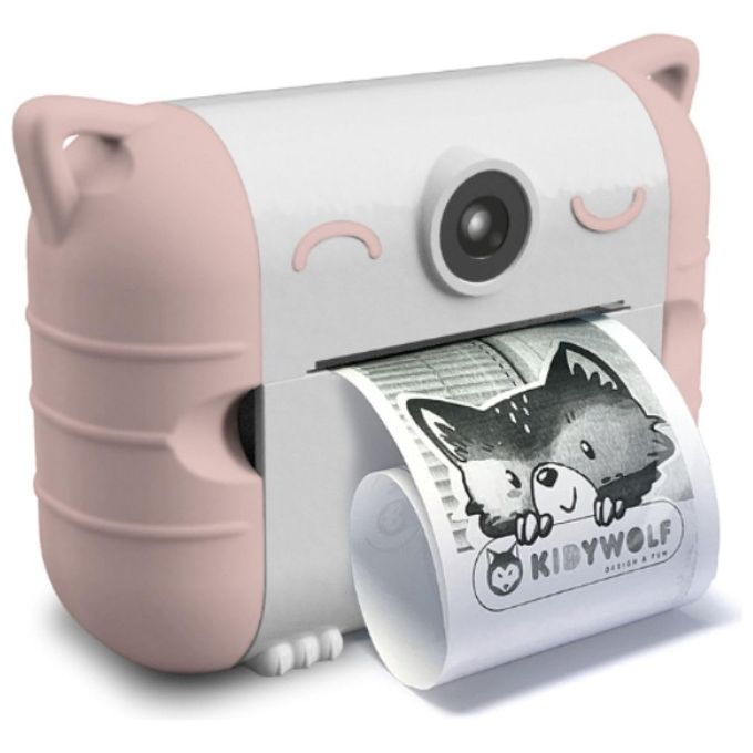 KIDYWOLF 418123 KIDYPRINT Fotocamera Istantanea per Bambini 8 MP con Stampa Termica 21 Effetti Schermo 2,4'' microSD colore Pesca