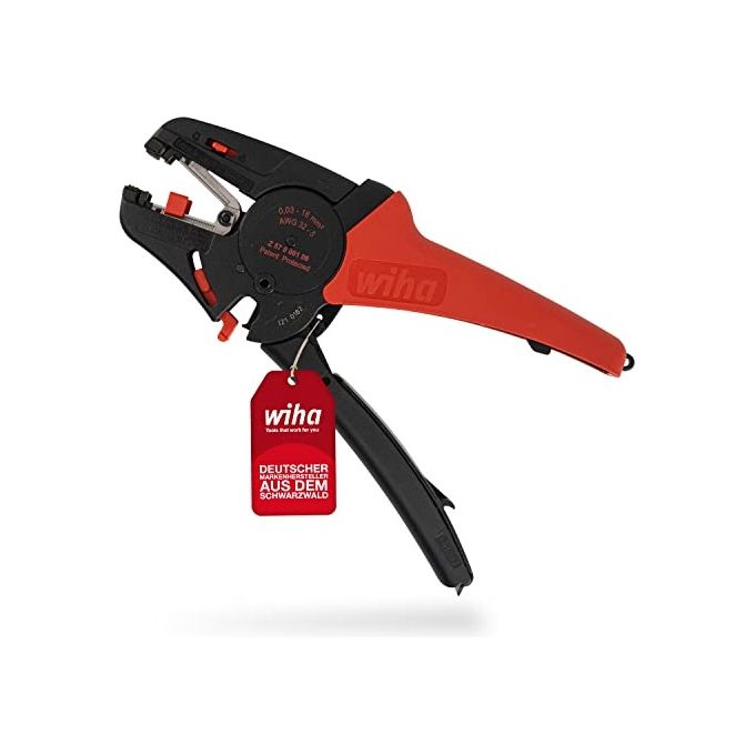 Wiha Z57000106SB Pinza spelafili automatica 0.03 - 16 mm² con ammortizzatore e lama di ricambio integrata colore Nero-Rosso