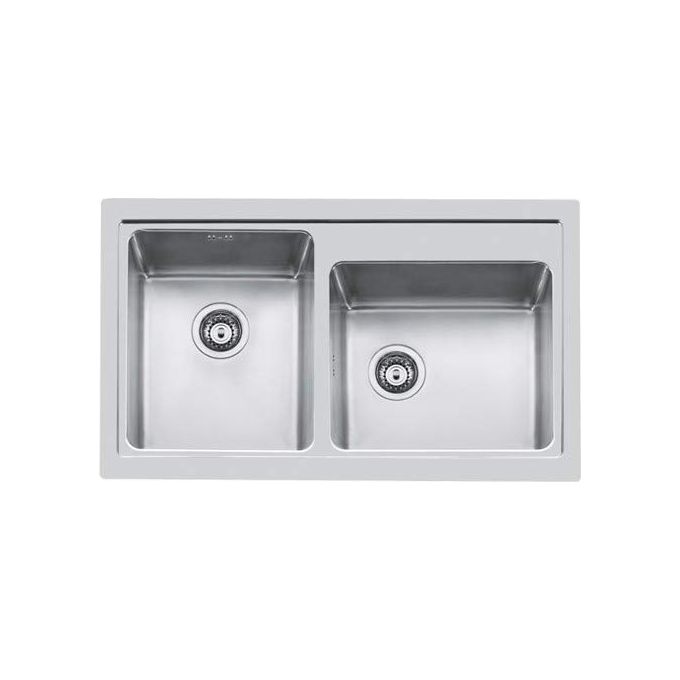 Foster 4385 050 S4000 Lavello da Incasso a Due Vasche Acciaio Inox Spazzolato (87.3x51.3x21 cm) colore Acciaio inox