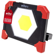 Wiha 45698 Faro da cantiere alimentato a batteria 30 W 3000 lm con 3 modalita' di illuminazione base magnetica regolabile e angolo orientabile 360° IP54 IK07 colore Nero