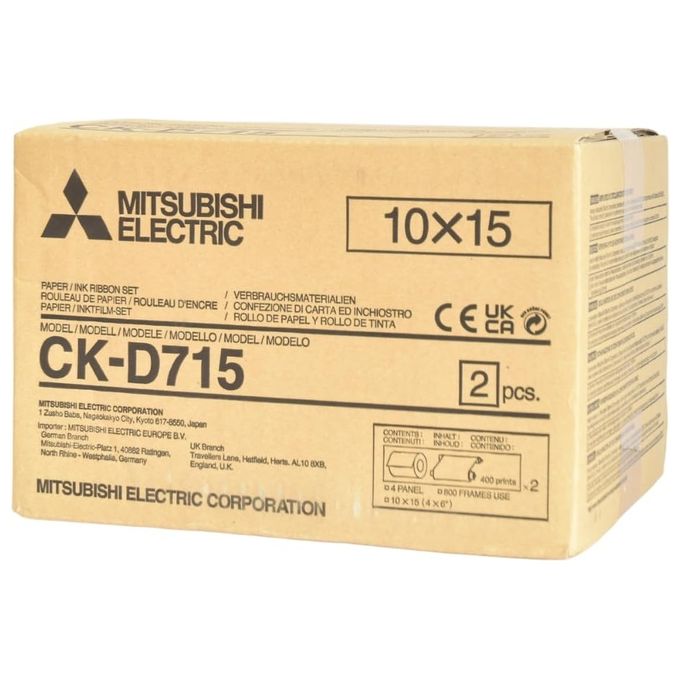 Mitsubishi CK-D715 Rotolo Carta Fotografica Termosublimatica 10x15 cm 2x400 Stampe Finitura Gloss colore Bianco