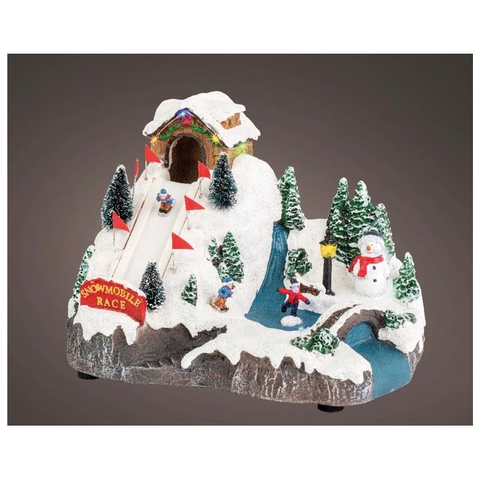 VARZI 485623 Carillon Natale con Movimento e Luci LED Multicolore Musica Batteria AA 3x 17x23x16 cm colore Multicolore