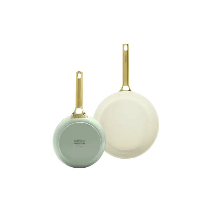 GreenPan 4894871046832 Padova Reserve Set di 2 Padelle Antiaderenti in Alluminio Forgiato con Rivestimento Ceramico Thermolon senza PFAS e Manici in Acciaio Inox Dorato colore Verde Menta e Beige Crema