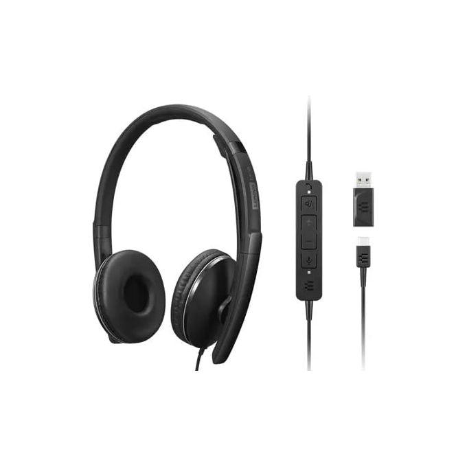Lenovo 4XD1M45627 Cuffie Cablate ANC Gen 2 USB Tipo C con Convertitore Microfono Integrato Cancellazione Rumore Attiva Certificazione Microsoft Teams colore Nero