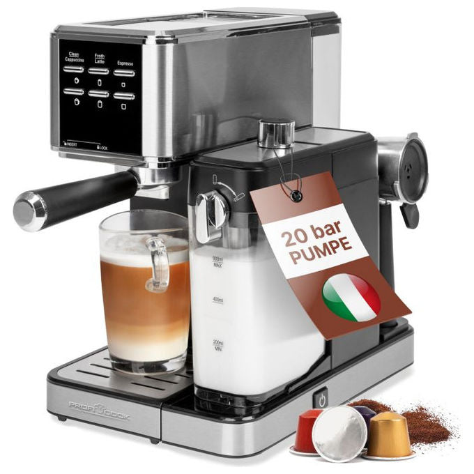 ProfiCook 501266 PC-ES-KA 1266 Macchina da caffe' Espresso con Schiumalatte 1,5 L 20 bar 1100 W colore Acciaio inox