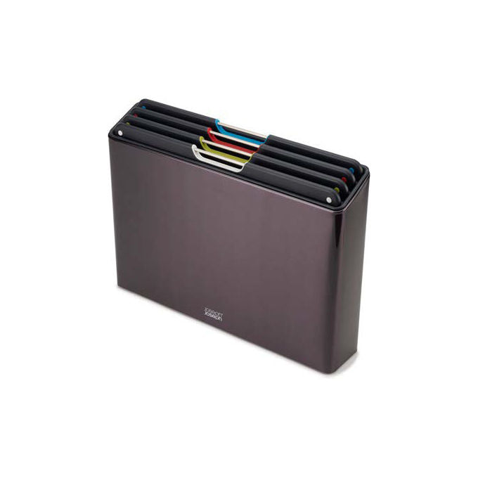 Joseph Joseph 60171 Folio Steel Tagliere da Cucina Set di 4 Pezzi Lavabile in Lavastoviglie colore Carbonio