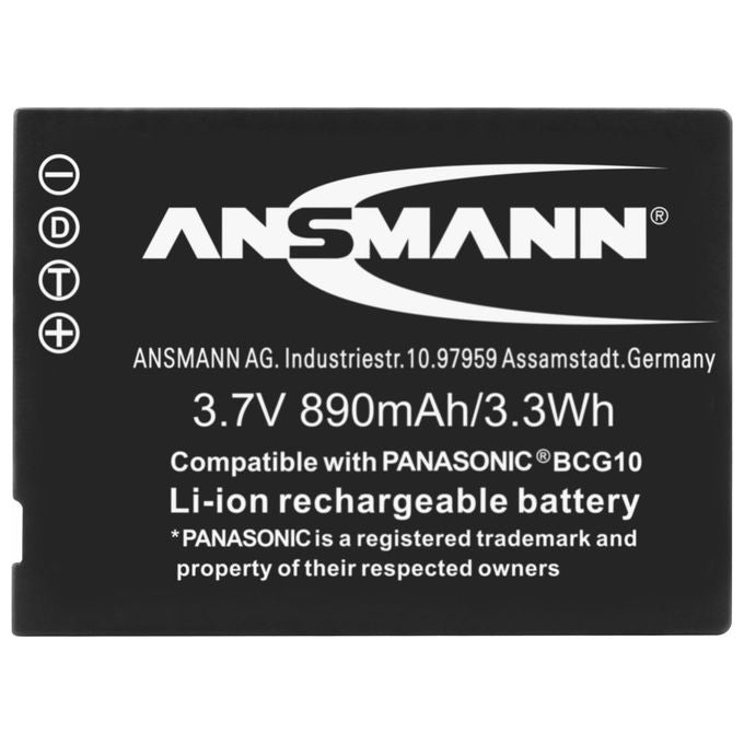 Ansmann 5044593 A-Pan BCG 10E Batteria Ioni di Litio 900 mAh 3,7 V colore Nero