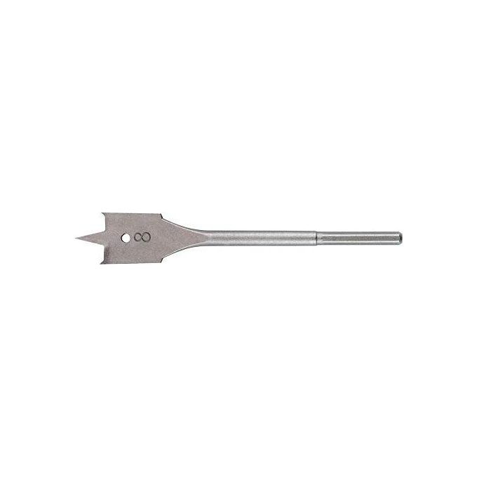 KWB 5124-08 Punta Fresatrice Piatta per Legno 8 mm Attacco Esagonale 1-4'' ISO 1173 E 6.3 con Punta di Centraggio e 2 Pre-taglienti colore Grigio