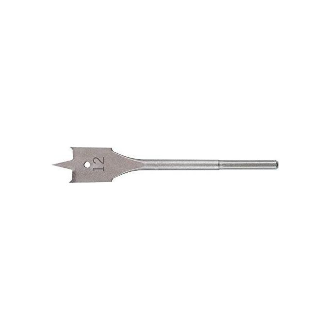 KWB 5124-12 Punta Fresatrice Piatta per Legno 12 mm Attacco Esagonale 1-4'' 2 Pretagli Punto di Centraggio colore Grigio