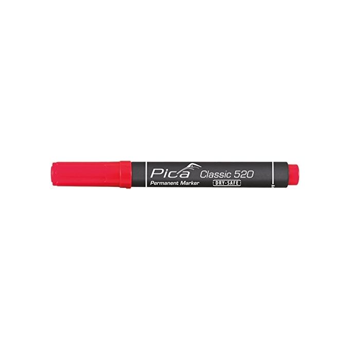 Pica MARKER 520-40 Classic Pennarello Permanente Punta Rotonda 1-4 mm Dry-Safe colore Rosso