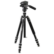Cullmann 52325 Nando Treppiede da viaggio leggero in alluminio con testa video a 3 vie e monopiede integrato colore Nero con dettagli argento