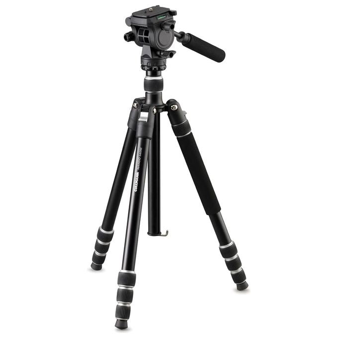 Cullmann 52325 Nando Treppiede da viaggio leggero in alluminio con testa video a 3 vie e monopiede integrato colore Nero con dettagli argento