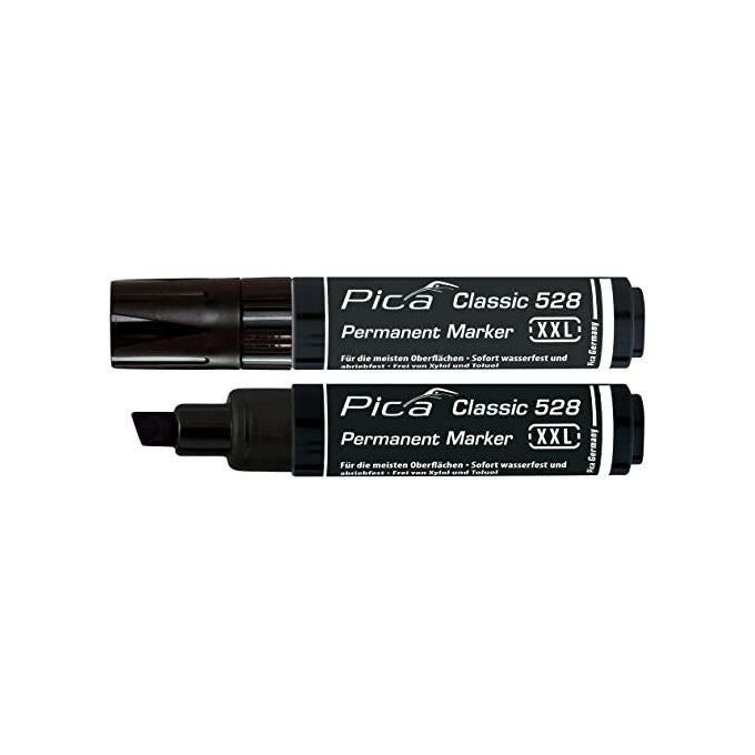 Pica 528-46 Classic Pennarello Marcatore Permanente XXL Punta Scalpelletto 4-12mm Inchiostro Alcolico Resistente Acqua colore Nero