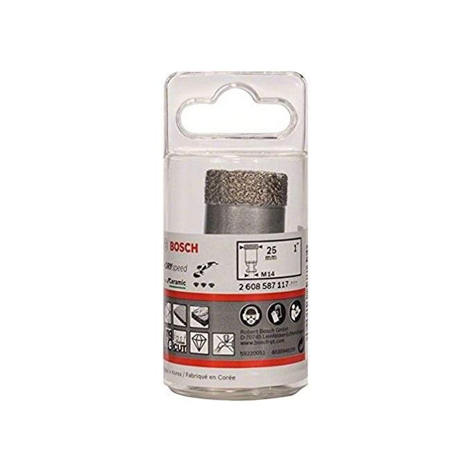 Bosch 2608587117 Dry Speed Fresa Diamantata per Foratura a Secco Ceramica e Piastrelle Dure Diametro 25 mm Lunghezza 35 mm Attacco M14 colore Nero