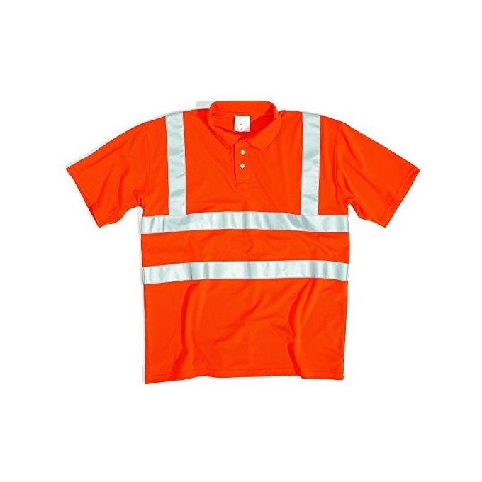 Delta Plus 5425605 Offshore Polo Alta Visibilita' Maniche Corte 100% Poliestere 160 g-m² Classe 2 Strisce Riflettenti colore Arancio Fluo