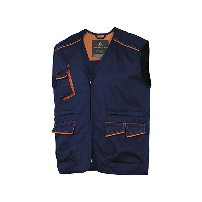 Delta Plus M6GIL Panostyle Gilet da lavoro 6 tasche twill 235 g-m² 65% poliestere 35% cotone colore Blu Arancione