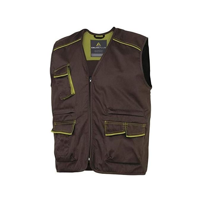 Deltaplus M6GIL Panostyle Gilet da Lavoro Sarga 65% Poliestere 35% Cotone 235 g-m² 6 Tasche Taglia S colore Marrone Verde