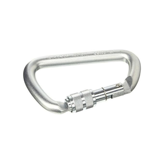 Camp 1877 D Pro Lock Moschettone Acciaio al Carbonio Zincato Forma D Asimmetrica Ghiera a Vite Keylock 50 kN EN 362 colore Argento